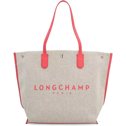 Canvas Tote Bag with Leather Details , female, Sizes: ONE SIZE - Longchamp - Modalova