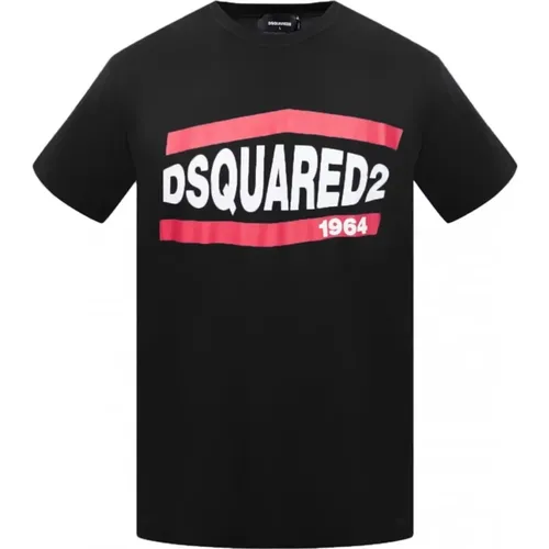 Schwarzes T-Shirt mit Logo-Print , Herren, Größe: S - Dsquared2 - Modalova