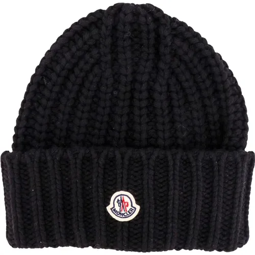 Cashmere Blend Ribbed Hat , female, Sizes: ONE SIZE - Moncler - Modalova