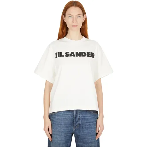 Luxuriöses minimalistisches Logo Print T-Shirt , Damen, Größe: M - Jil Sander - Modalova