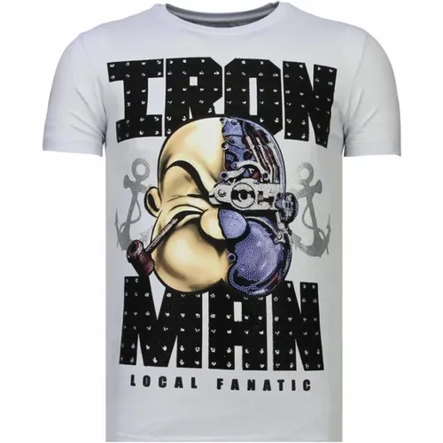 Iron Man Popeye Rhinestone - Herren T-Shirt - 13-6214W - Local Fanatic - Modalova