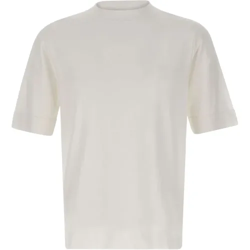 Herren Baumwoll Crepe T-shirt Weiß , Herren, Größe: M - Filippo De Laurentiis - Modalova