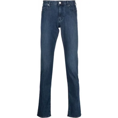 Slim-fit Jeans,Blaue Gewaschene Denim-Jeans - Emporio Armani - Modalova
