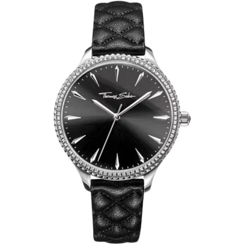 Elegante Damen Quarz Uhr Grau Leder - Thomas Sabo - Modalova