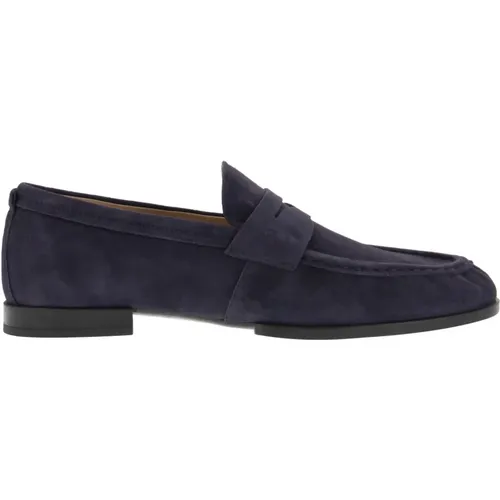 Suede Leather Moccasin with Embossed Monogram , male, Sizes: 9 UK, 6 1/2 UK - TOD'S - Modalova