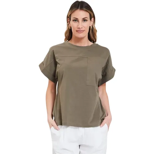 Giro Pocket T-Shirt , female, Sizes: S, L - Alpha Studio - Modalova