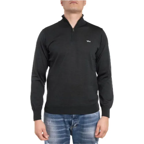 Mens Long-Sleeved Sweater with Zip , male, Sizes: 3XL, 5XL, 4XL, L, XL, M - PAUL & SHARK - Modalova