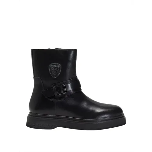 Schwarzer Leder Urban Boot , Damen, Größe: 36 EU - Blauer - Modalova