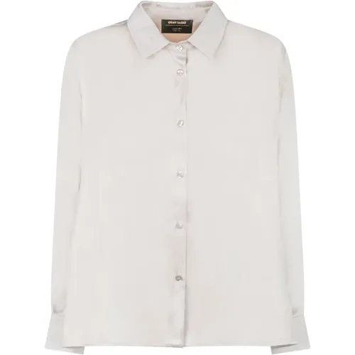 Cream Button-Up Classic Collar Shirt , female, Sizes: M - Gran Sasso - Modalova