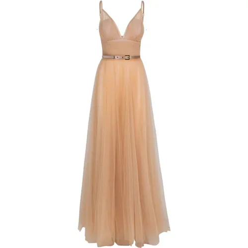 Layered Tulle Long Dress , female, Sizes: M, S - Elisabetta Franchi - Modalova