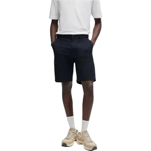 Blaue Baumwollmischung Shorts mit Taschen - Hugo Boss - Modalova
