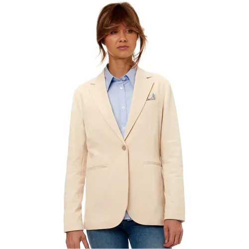 Piquet Blazer Klassischer Stil Creme , Damen, Größe: M - Circolo 1901 - Modalova