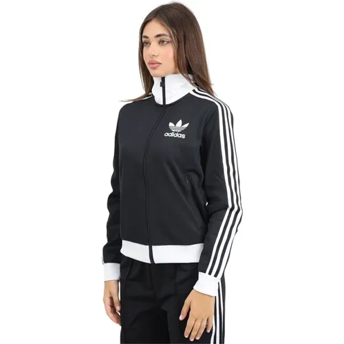 Schwarzer Zip Track Top Sweater , Damen, Größe: S - adidas Originals - Modalova