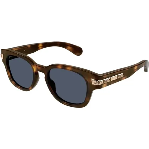 Stylish Blue Sunglasses with Havana Frame , male, Sizes: 51 MM - Gucci - Modalova