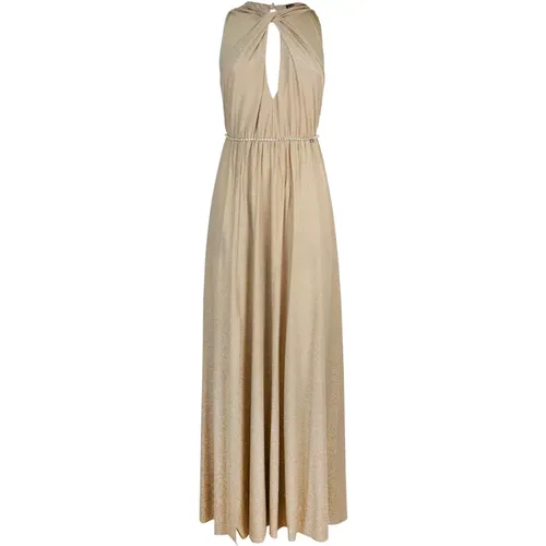 Goldenes langes Kleid mit Ausschnitt , Damen, Größe: M - Liu Jo - Modalova