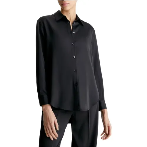 Relaxed Fit Shirt with Pointed Collar and Long Sleeves , female, Sizes: L, S, XL, M - Calvin Klein - Modalova