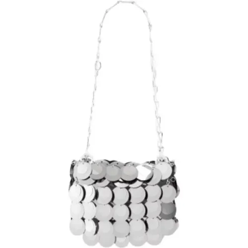 Silver Mirror Chain Mini Handbag , female, Sizes: ONE SIZE - Paco Rabanne - Modalova