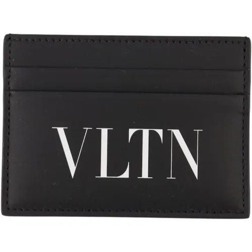 Leather Card Holder Vltn , male, Sizes: ONE SIZE - Valentino Garavani - Modalova