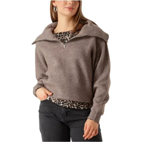 Brauner Zip-Pullover für Frauen - moss copenhagen - Modalova