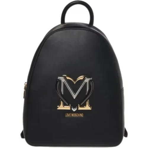 Elegant Backpack with Gold Heart , female, Sizes: ONE SIZE - Love Moschino - Modalova