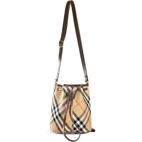 Drawstring Bucket Bag with Leather Trim , female, Sizes: ONE SIZE - Burberry - Modalova