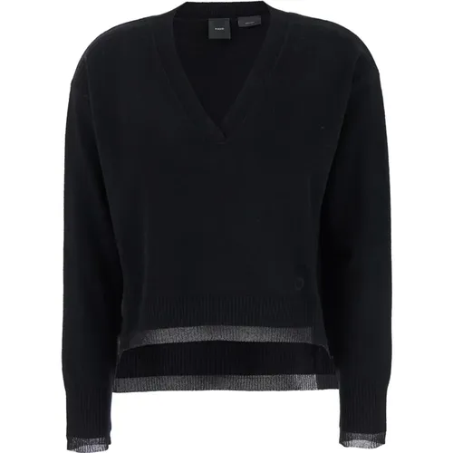 Schwarzer V-Ausschnitt Pullover , Damen, Größe: M - pinko - Modalova