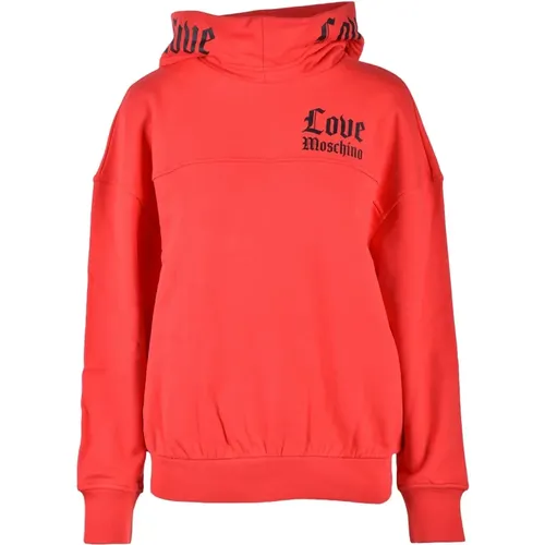 Roter Sweatshirt für Frauen , Damen, Größe: M - Love Moschino - Modalova