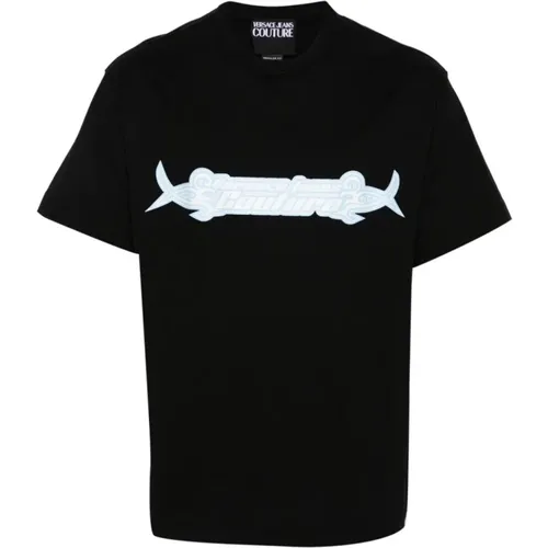 Schwarze Logo Print T-shirts und Polos , Herren, Größe: L - Versace Jeans Couture - Modalova