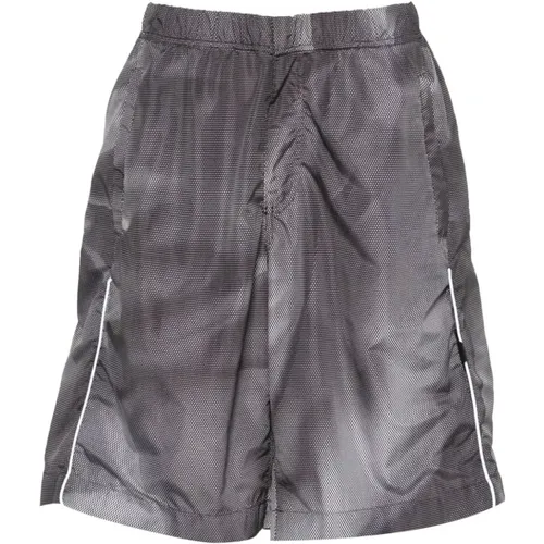 Schwarze Crinkle Shorts mit All-Over Grafikdruck - 44 Label Group - Modalova