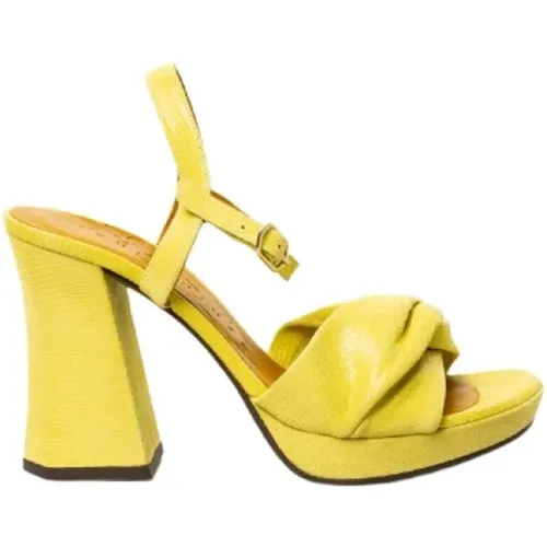 High Heel Leather Sandals - Lemon Print , female, Sizes: 6 UK, 2 UK, 4 UK - Chie Mihara - Modalova