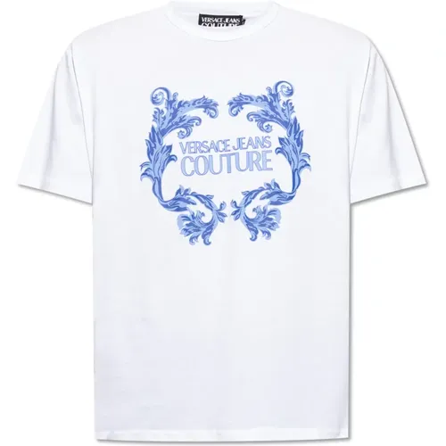 Baroque Logo T-Shirt Men , male, Sizes: S, L, 2XL, XL, M - Versace Jeans Couture - Modalova