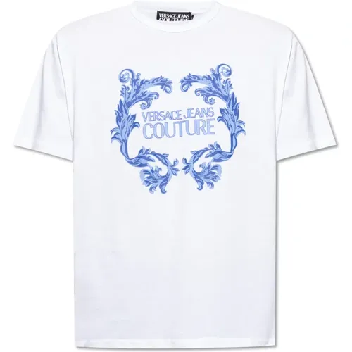 Baroque Logo T-Shirt Men , male, Sizes: S, L, XL, M - Versace Jeans Couture - Modalova