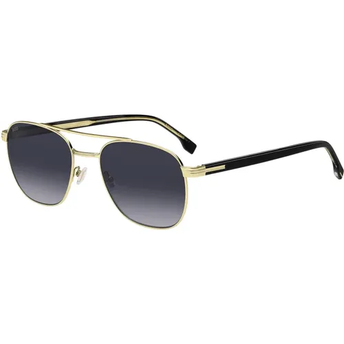 Gold Schwarz Sonnenbrille Dunkelgrau Getönt , Herren, Größe: 56 MM - Hugo Boss - Modalova