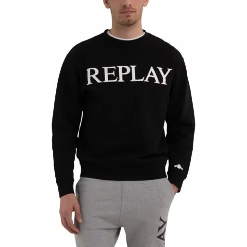 Men Cotton Sweatshirt , male, Sizes: 2XL, S, 3XL, L, XL, M - Replay - Modalova