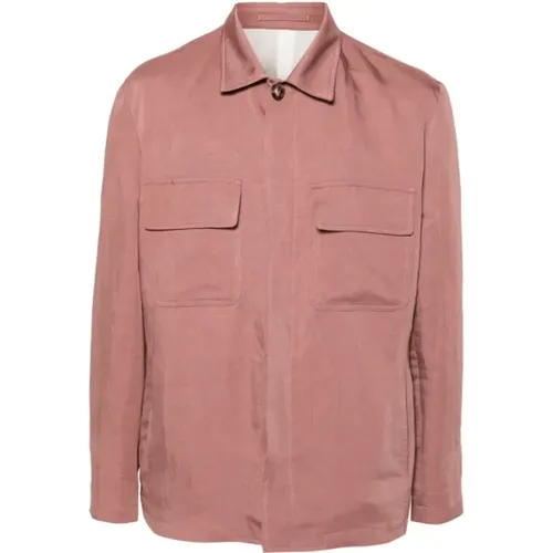 Spread-collar shirt jacket , male, Sizes: L, M - Lardini - Modalova