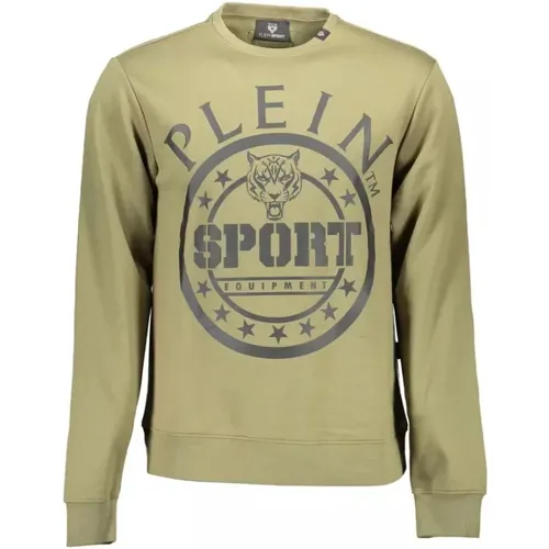 Grünes Logo-Sweatshirt aus Baumwollmischung - Plein Sport - Modalova