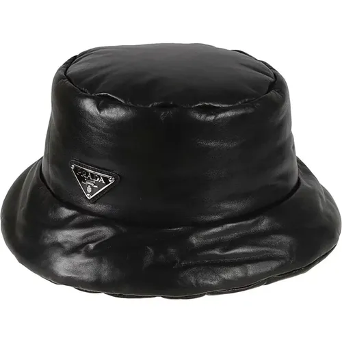 Leather Logo Hat for Women , unisex, Sizes: S - Prada - Modalova