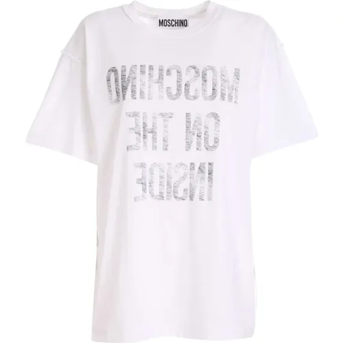 Weißes Inside Out T-Shirt für Frauen , Damen, Größe: S - Moschino - Modalova