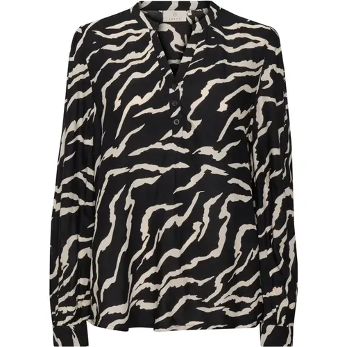 Zebra Print Bluse Top & T-Shirt , Damen, Größe: L - Kaffe - Modalova