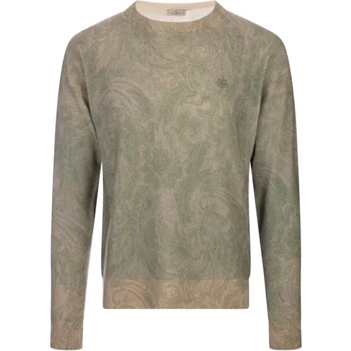 Grüner Paisley Woll-Crew-Neck-Pullover - ETRO - Modalova