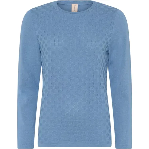 Gepunkteter Struktur Pullover Bluse Pool Blau - Skovhuus - Modalova