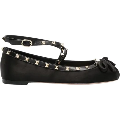 Flat Shoes with Studded Details , female, Sizes: 6 1/2 UK, 5 1/2 UK, 4 UK, 3 UK, 4 1/2 UK, 5 UK, 7 UK, 3 1/2 UK, 6 UK - Valentino Garavani - Modalova