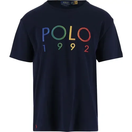 Baumwoll-T-Shirt mit Logo-Stickerei , Herren, Größe: L - Polo Ralph Lauren - Modalova