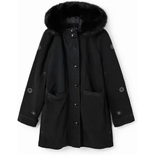 Hooded Cotton Coat , female, Sizes: L - Desigual - Modalova