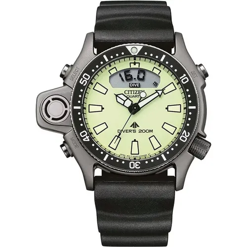 Green Silicone Strap Quartz Watch , male, Sizes: ONE SIZE - Citizen - Modalova