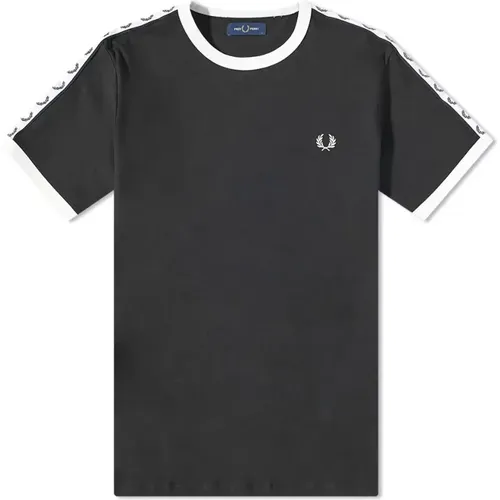 Taped Ringer T-Shirt with Laurel Crown Sleeve Detail , male, Sizes: 3XL, XL, 2XL, M, L - Fred Perry - Modalova