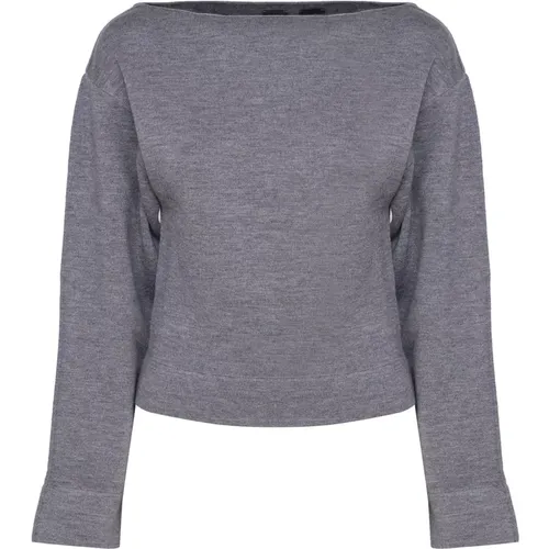 Grey Tricot Boat Neck Sweater , female, Sizes: S, M, XS - pinko - Modalova