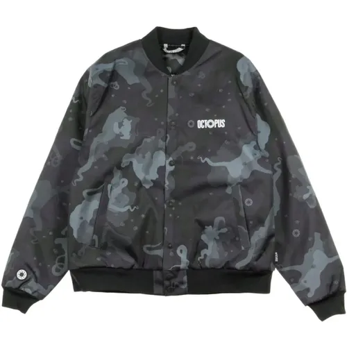 Camo Varsity Bomber Jacke Schwarz - Octopus - Modalova