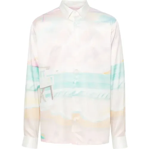 Pink Beach Print Shirt , male, Sizes: 2XL, S, L, XL - Family First - Modalova