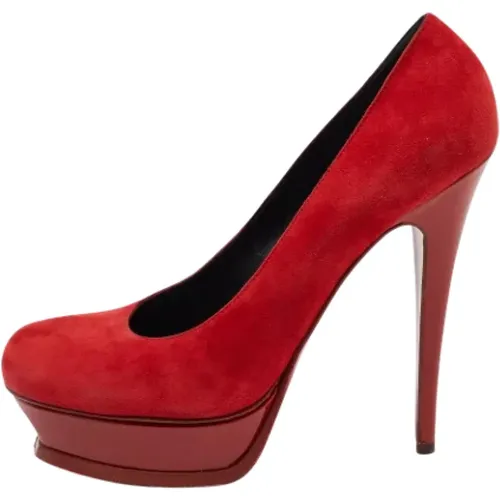 Pre-owned Suede heels , female, Sizes: 7 1/2 UK - Yves Saint Laurent Vintage - Modalova